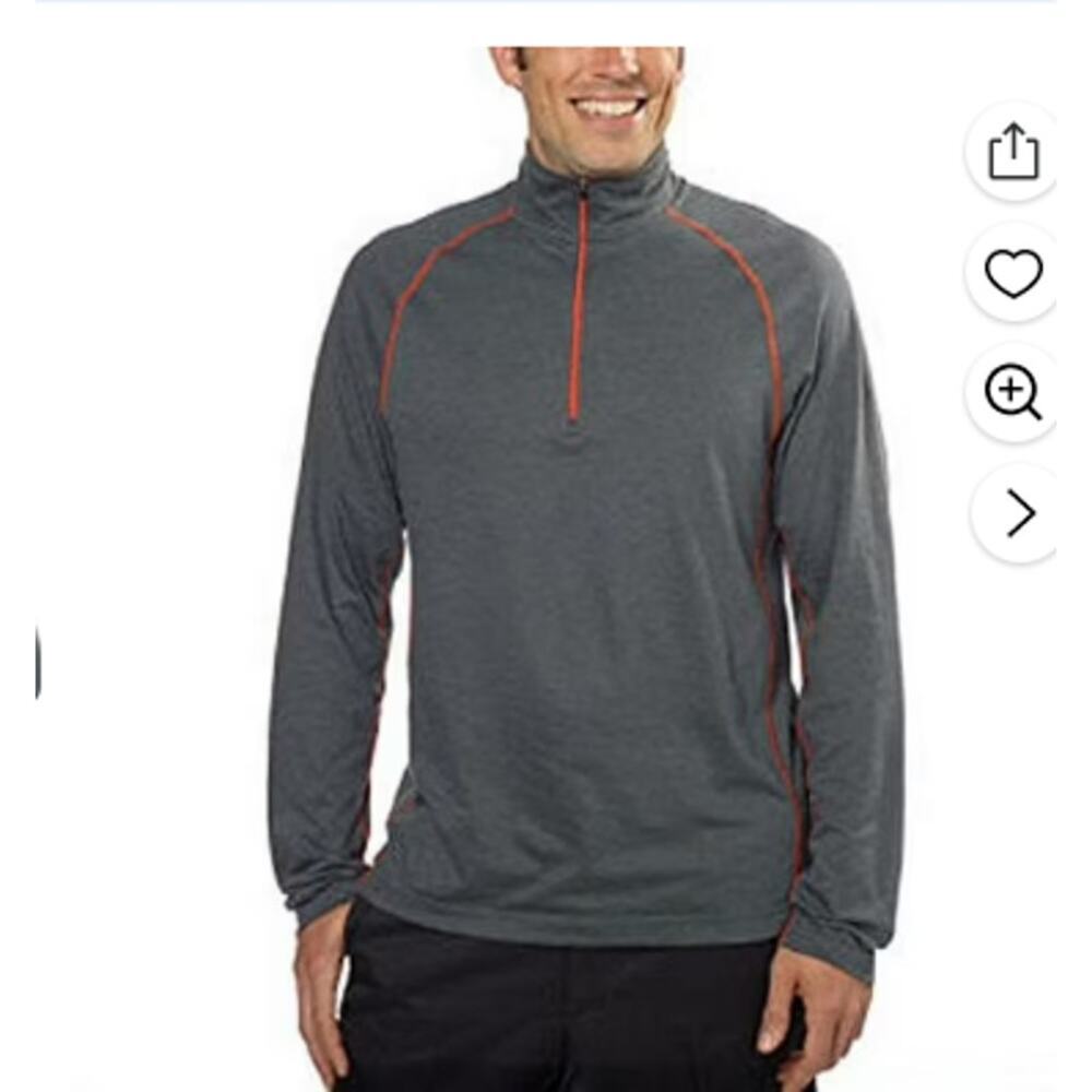 Men's Mock Neck  Pullover Sz M Gray 1/4 Zip Activewear Hiking Outdoor Golf Top